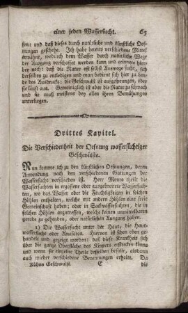Drittes Kapitel. Die Verschiedenheit der Oefnung wassersüchtiger Geschwülste.