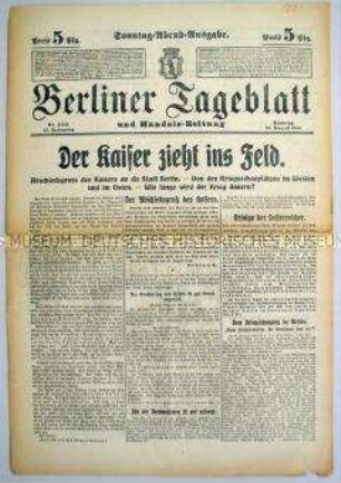 "Berliner Tageblatt" zum Kriegsverlauf im Westen