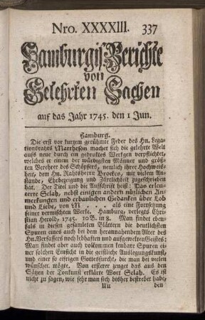 Nro. XXXXIII. auf das Jahr 1745. den 1 Jun. - Nro. L. auf das Jahr 1745. den 29 Jun.