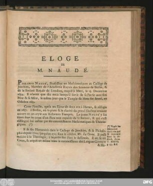 Eloge De M. Naudé.
