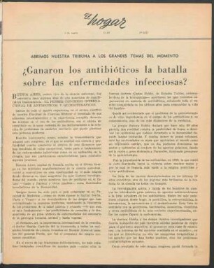 ¿Ganaron los antibióticos la batalla sobre las enfermedades infecciosas? : Abrimos nuestra tribuna a los grandes temas del momento