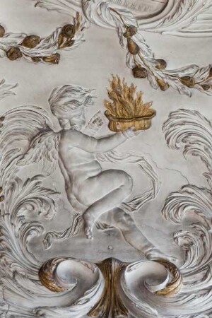 Putti — Putti als Allegorien der Elemente — Putto mit Feuertopf als Allegorie des Feuers