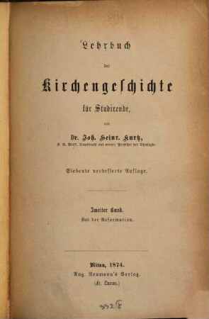 Lehrbuch der Kirchengeschichte für Studierende, 2
