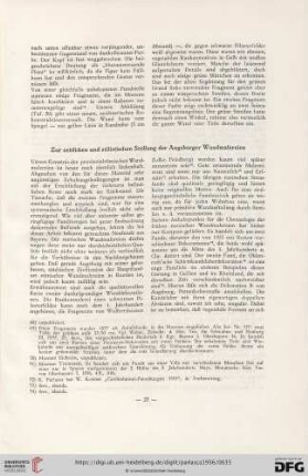 Zur zeitlichen und stilistischen Stellung der Augsburger Wandmalereien