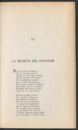 IV La muerte del payador