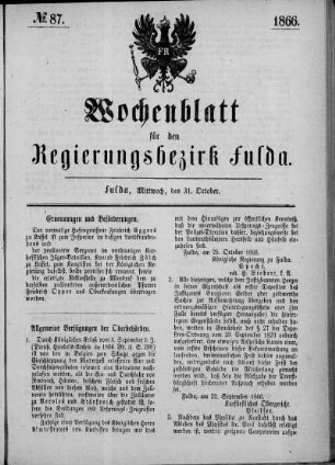 Nr. 87, Ausgabe vom 31. Oktober 1866