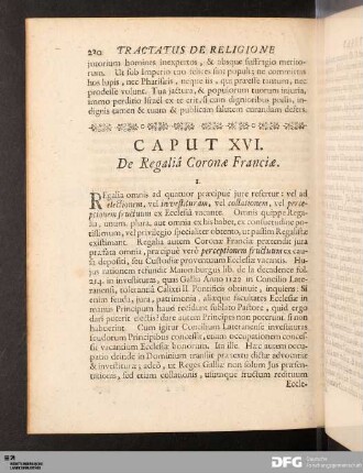 Caput XVI. De Regaliâ Coronæ Franciæ.