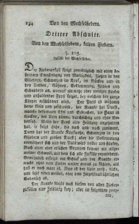 Dritter Abschnitt. Von den Wechselfiebern, kalten Fiebern.