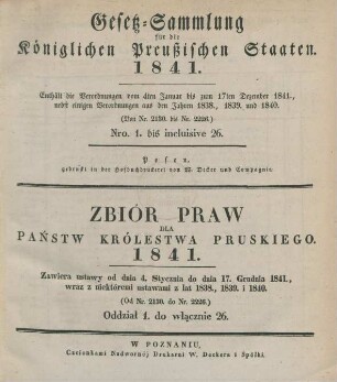 1841: Gesetzsammlung für die Königlichen Preußischen Staaten