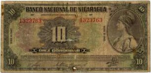 Geldschein, 10 Córdobas, 1945