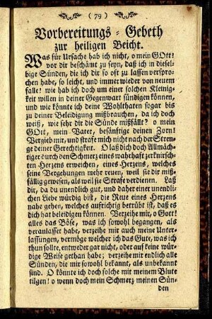 Vorbereitungs- Gebeth zur Heiligen Beicht.