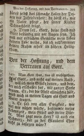 Von der Hoffnung, und dem Vertrauen auf Gott.