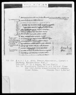 Lukan, Bellum Civile — Initiale I(amque ire), Folio 16recto