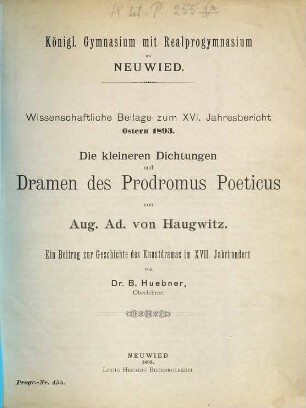 Jahresbericht : Ostern ... 1892/93