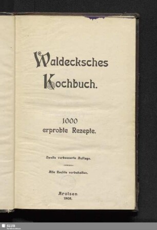 Waldecksches Kochbuch : 1000 erprobte Rezepte