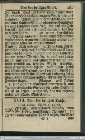 XVIII. Von der heilgen Taufe