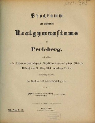 Programm des Städtischen Realgymnasiums zu Perleberg : zum Schuljahr .... 1882/83
