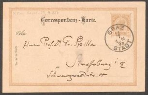 Postkarte an Friedrich Spitta : 11.07.1895