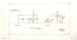 Gsaenger, Gustav; München - Obermenzing, Grünspechtstr. 13; Ev. Notkirche, Bethlehems Kirche, Pfarrhaus - Notkirche, Ost- u. Nordseite (Ansichten)