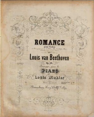 Romance pour violon avec accompagnement de 2 violons, alto, contrebasse, flûte, 2 hautbois, 2 cors et de 2 bassons : op. 50