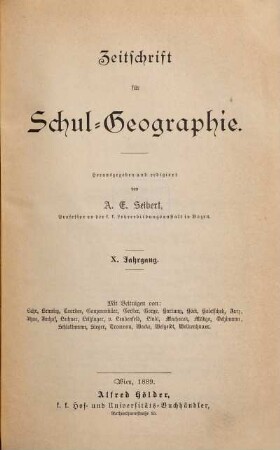 Zeitschrift für Schulgeographie. 10. 1889