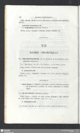 VII. Roches chloritiques