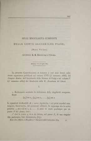 Sulle singolarità composte delle curve algebriche piane.