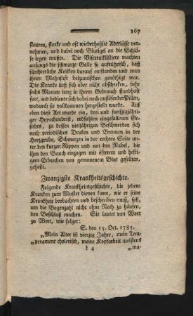 Zwanzigste Krankheitsgeschichte