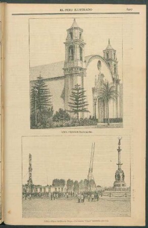 [Vista de] Lima - Plaza del Dos de Mayo. - La bomba "Lima" haciendo ejercicio.