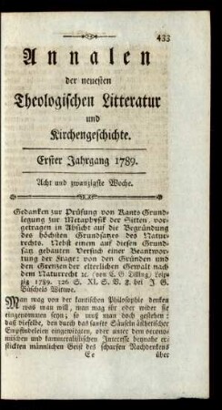 Acht und zwanzigste Woche