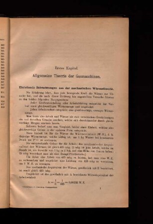 Erstes Kapitel. Allgemeine Theorie der Gasmaschinen.