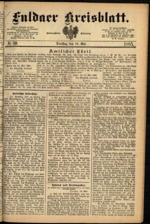Ausgabe vom Dienstag, den 19. Mai 1885.