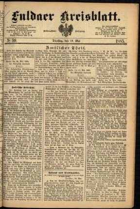 Ausgabe vom Dienstag, den 19. Mai 1885.