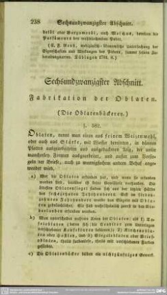 Sechsundzwanzigster Abschnitt. Fabrikation der Oblaten