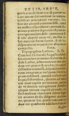 Typographus Lectori. S. D.