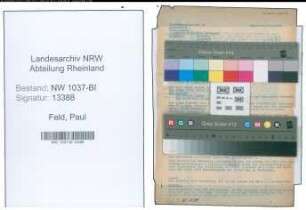 Entnazifizierung Paul Feld , geb. 27.10.1899 ()