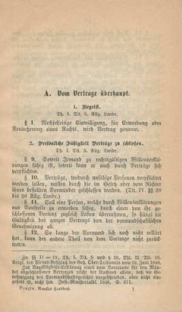 A. Vom Vertrage überhaupt