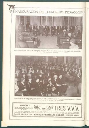 [Vista de la] Inauguración del Congreso Pedagógico : La presidencia del acto.