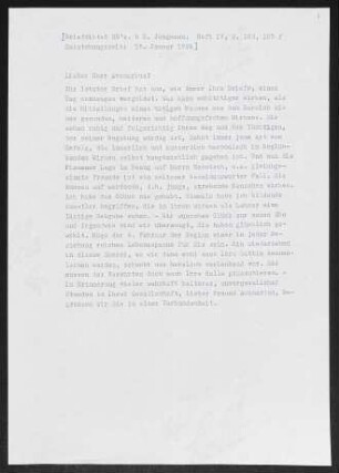Brief von Gerhart Hauptmann an Hannes M. Avenarius
