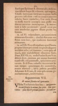 Argumentum VII. Ab animae scientia vel ignorantia.