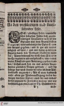 An den verständigen und kunstliebenden Leser