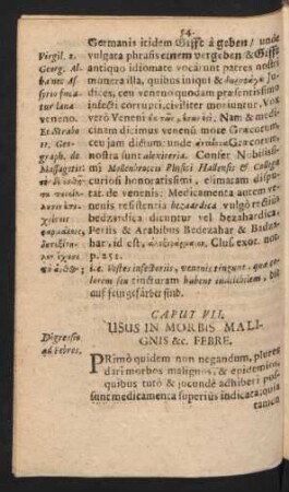 Caput VII. Usus In Morbis Malignis & c. Febre.
