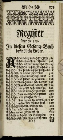 Register über die 513. In diesem Gesang-Buch befindlichen Lieder.