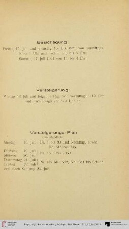 Besichtigung / Versteigerung / Versteigerungs-Plan