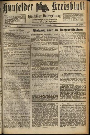 Erste Ausgabe vom Dienstag, den 25. Dezember 1928.