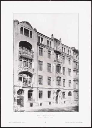 Wohnhaus Bürgerwiese, Dresden: Ansicht (aus: Moderne Neubauten, 4.Jg., 1898ff, hrsg. W. Kick)