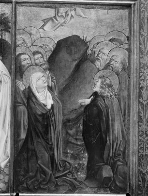 Barbara-Altar — Passionsszenen — Grablegung, Auferstehung, Noli me tangere und Himmelfahrt Christi — Himmelfahrt Christi