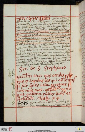 Sermo De S Stephano [Predigttext, Mt 23,37:]