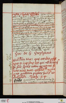 Sermo De S Stephano [Predigttext, Mt 23,37:]