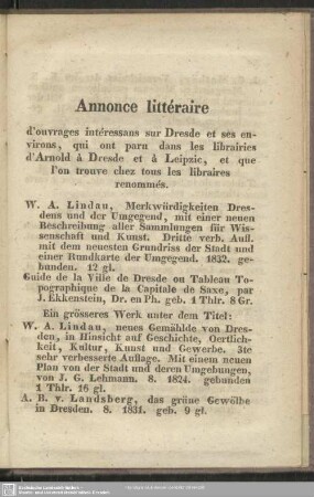 Annonce litteraire